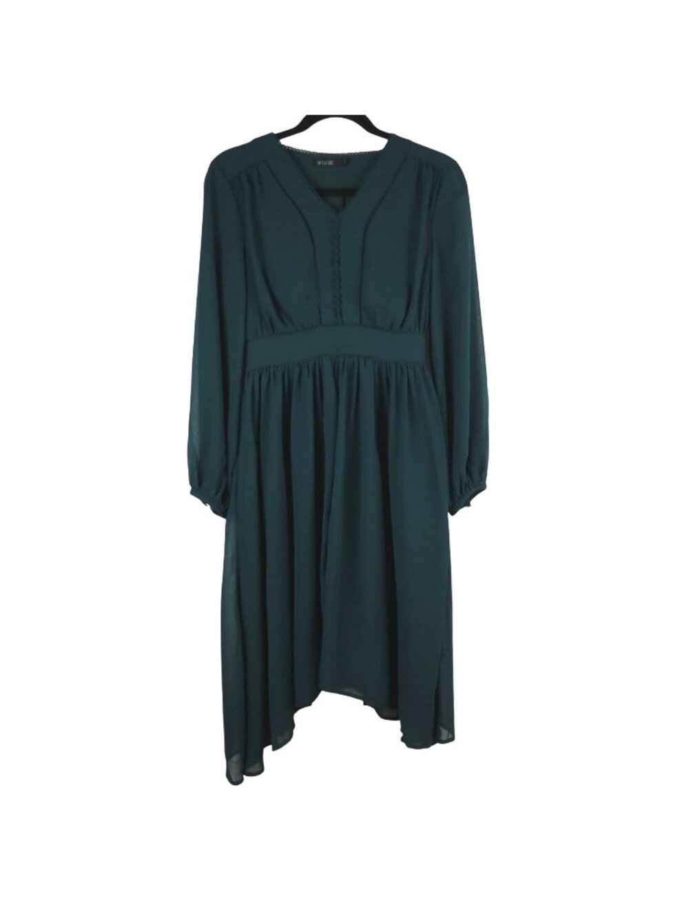 Mikarose S Green Midi Dress Long Sleeve Cottagecore Dark Fairycore Peasant
